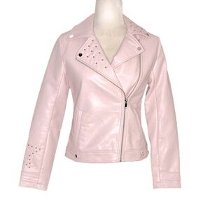 Aqua pink vegan moto jacket, NWOT